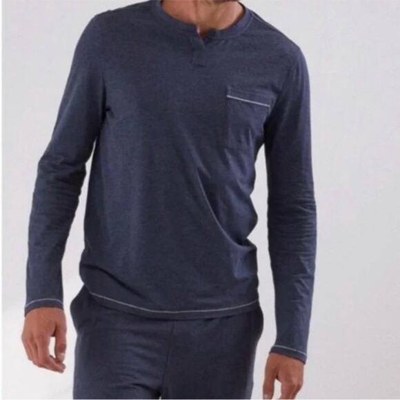 LUNYA LAHGO Restore Long Sleeve Henley Charcoal Pocket Lounge Sleep Small NEW - Picture 1 of 9